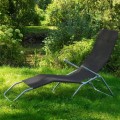 Leżak ogrodowy składany fotel plażowy leżanka turystyczny mocny, grafitowy4.jpg