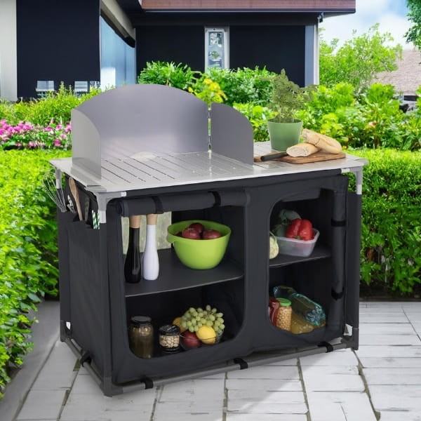 Kuchnia turystyczna z osłona szafka stół składany ogrodowy walizka kempingowy stolik32grafitowy1.jpg