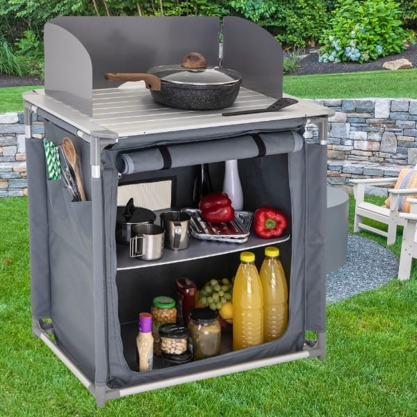 Kuchnia turystyczna z osłona szafka stół składany ogrodowy walizka kempingowy stolik  szary8.jpg