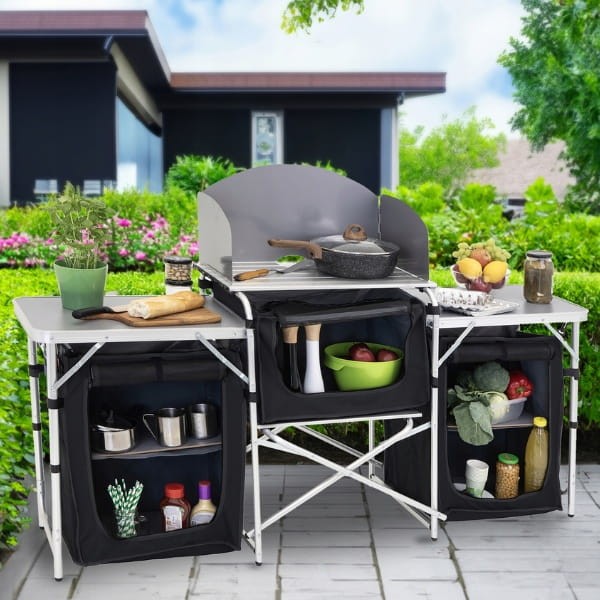 Duża kuchnia turystyczna  szafka stół składany ogrodowy walizka kempingowy stolik  grafitowa9.jpg