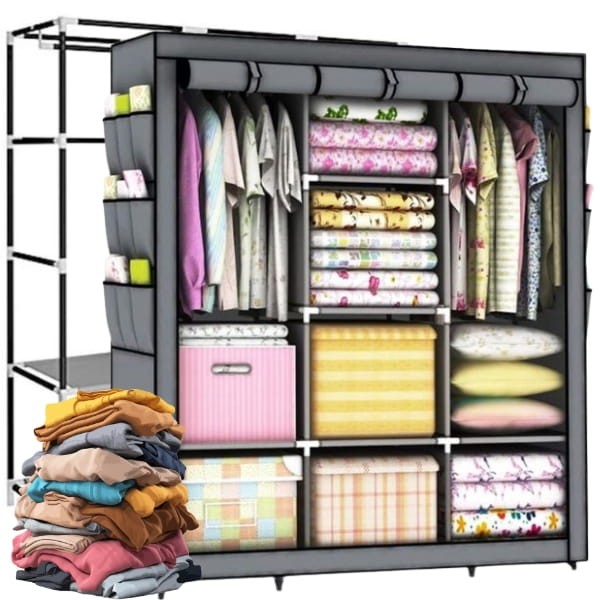 Duża szafa materiałowa, składana tekstylna garderoba, szafka 2x wieszak213.jpg