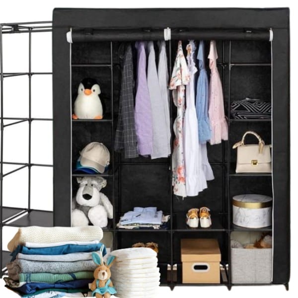 Szafa materiałowa  170x170x40 składana garderoba tekstylna 14 półek 2x wieszak.jpg