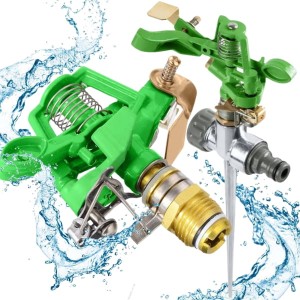 Metalowy zraszacz pulsacyjny ogrodowy wbijany obrotowy do trawy 360° 