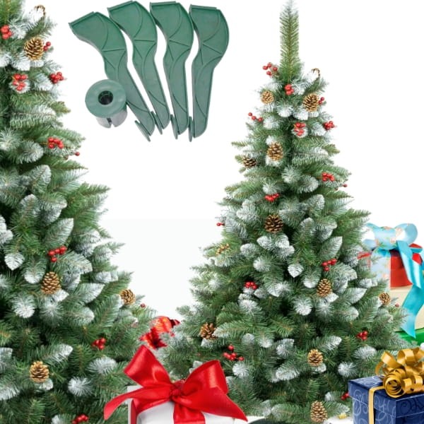 Sztuczna choinka 220cm drzewko świąteczne sosna szyszki jarzębina ośnieżona0.jpg