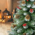 Sztuczna choinka 220cm drzewko świąteczne sosna szyszki jarzębina ośnieżona7.jpg
