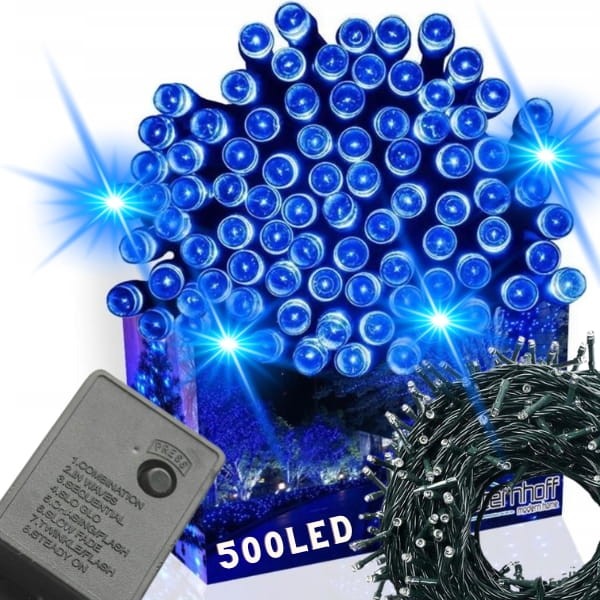 Lampki choinkowe 500LED niebieskie, światełka zewnętrzne świąteczne 1.jpg