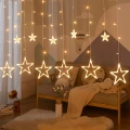 Girlanda 138LED kurtyna świetlna gwiazdki ozdobna na okno gwiazdki sople 4.webp