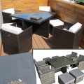 Szare meble ogrodowe, duży zestaw stołowy, otwierane pufy DELIZIOSO 1.jpg