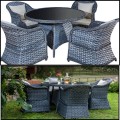 Meble z technorattanu, ciemny zestaw stołowy okrągły stół + krzesła MODERNO DARK GRAY 5.jpg
