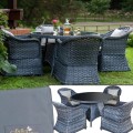 Meble z technorattanu, ciemny zestaw stołowy okrągły stół + krzesła MODERNO DARK GRAY.jpg