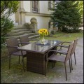 Brązowe meble technorattanowe,  zestaw stołowy, meble na taras dla 4 osób.  LENTO7.jpg