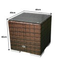 Mały stolik ogrodowy, kostka 40x40x40 stolik kawowy, brązowy technorattan.jpg
