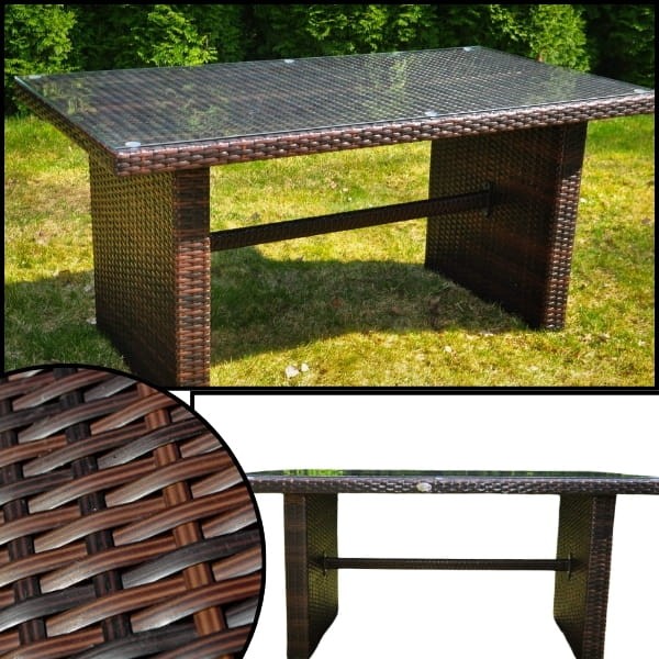 Stolik ogrodowy, stół 140x70x65 stolik kawowy, brązowy technorattan 3.jpg