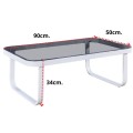 Biały stolik ogrodowy 55x90x34cm , aluminiowy ze szklanym blatem  RARO.jpg