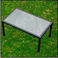 Brązowy stół  ogrodowy 150x90x74cm  z technorattanu, z mlecznym szklanym blatem,5.jpg