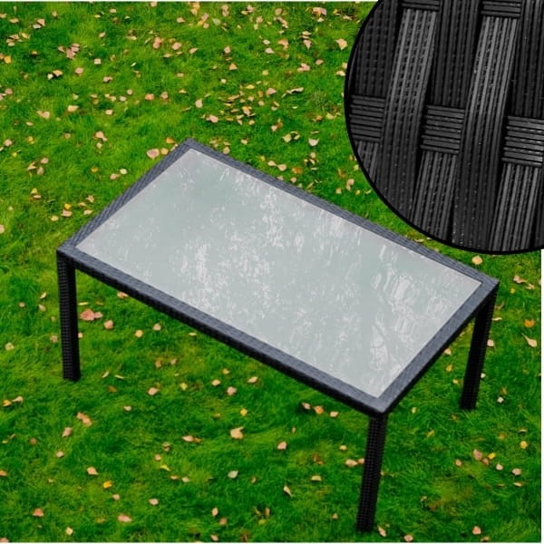 Czarny  stół  ogrodowy 150x90x74cm  z technorattanu, ze szklanym blatem 4.jpg