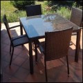 Brązowy stół  ogrodowy 100x100x74cm  z technorattanu, ze szklanym blatem, kwadratowy 2.jpg