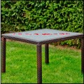 Brązowy stół  ogrodowy 100x100x74cm  z technorattanu, ze szklanym blatem, kwadratowy 4.jpg