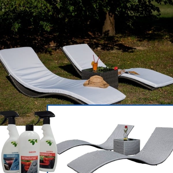 2x szare leżanki ogrodowe + stolik,  leżaki do SPA i na basen, łóżko ogrodowe SUCCESSO 2.jpg