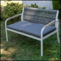 Biała sofa ogrodowa 122cm+poduszka , aluminiowa, oparcie z plecionej  liny   RARO  2.jpg