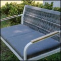Biała sofa ogrodowa 122cm+poduszka , aluminiowa, oparcie z plecionej  liny   RARO  5.jpg