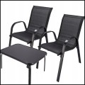 Lekkie meble ogrodowe, komplet niski stolik + 2x krzesła, czarne3.jpg