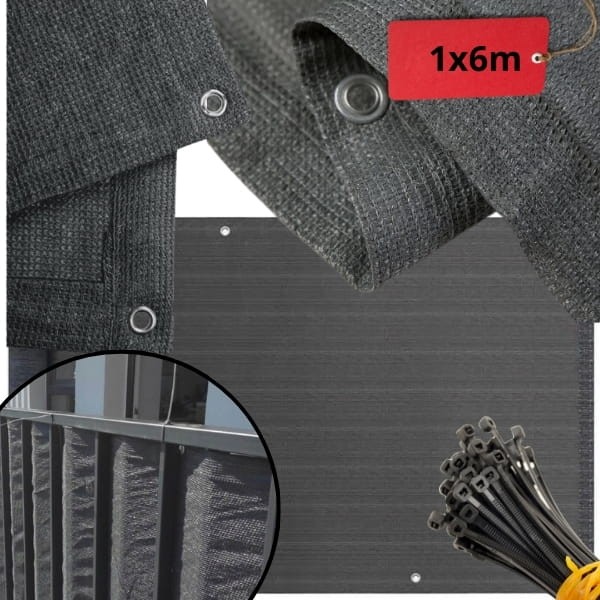 Grafitowa osłona balkonowa 1x6m, zasłona na taras, 97% zaciemniania, mata cieniująca21.jpg