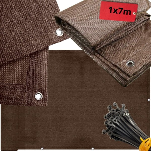 Brązowa osłona balkonowa 1x7m, zasłona na taras , 97% zaciemniania, mata cieniująca1.jpg