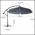 Szary parasol ogrodowy składany 350cm , na wysięgniku, regulacja wysokości + Pokrowiec