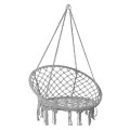 Szary fotel wiszący huśtawka ogrodowa bocianie gniazdo pleciona lina 80 cm5.jpg