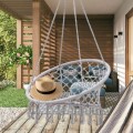 Szary fotel wiszący huśtawka ogrodowa bocianie gniazdo pleciona lina 80 cm6.jpg