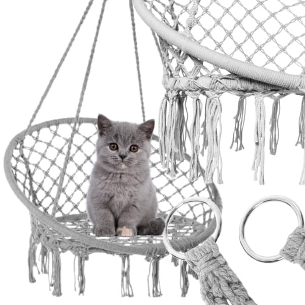 Szary fotel wiszący huśtawka ogrodowa bocianie gniazdo pleciona lina 80 cm08.jpg