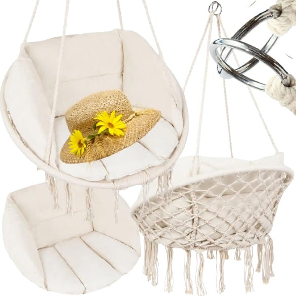 Kremowa  huśtawka ogrodowa bocianie gniazdo fotel wiszący ogrodowy +2x poduszka00.jpg