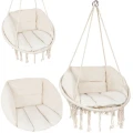 Kremowa  huśtawka ogrodowa bocianie gniazdo fotel wiszący ogrodowy +2x poduszka0.webp