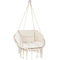 Kremowa  huśtawka ogrodowa bocianie gniazdo fotel wiszący ogrodowy +2x poduszka2.webp