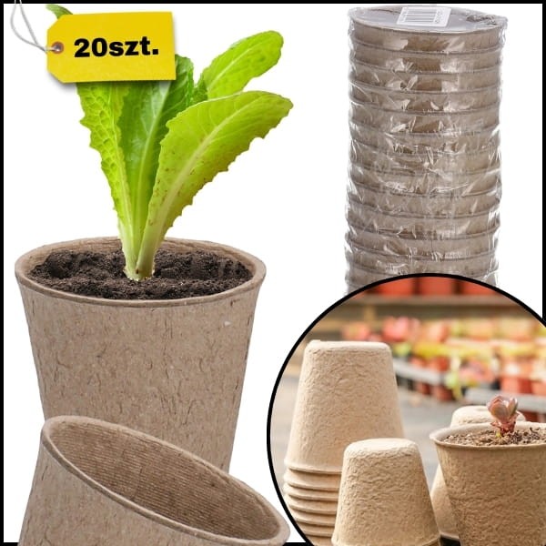 Doniczki torfowe 20 szt. biodegradowalne na rozsadowe sadzonki , śr. 6cm1.jpg