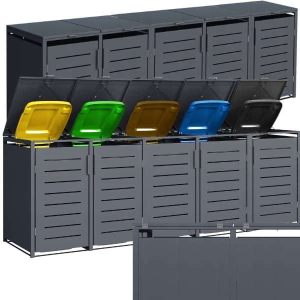 5x metalowa  osłona kosza na śmieci 240 L zabudowa śmietnika, schowek na kubeł , antracytowa.jpg