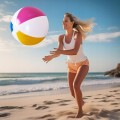 Dmuchana piłka plażowa duża kolorowa do wody na basen plażę paski 40cm4.jpg