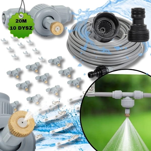 150cm..jpgKurtyna wodna 20m,  10 dysz. mgiełka zraszacz ogród klima zestaw do nawadniania