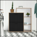 Czarn- dębowa szafka na buty 90x86x24cm regał 2 komory komoda na buty3.png