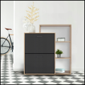 Czarn- dębowa szafka na buty 90x86x24cm regał 2 komory komoda na buty5.png