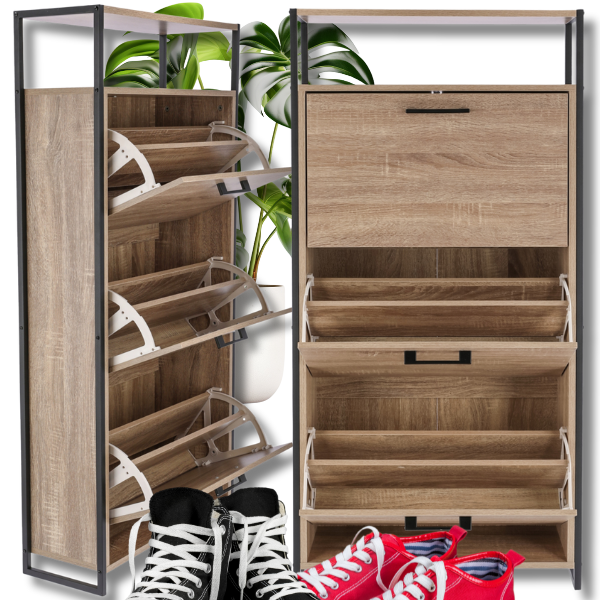 Czarna loftowa szafka na buty 132x64x24cm regał 3 komory komoda+półka 6.png