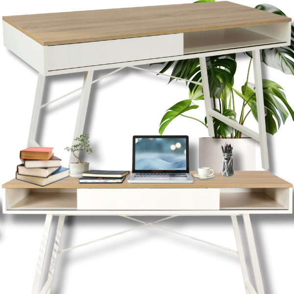 Biurko do gabinetu 120x48cm biura półka przesuwna skandynawskie duże komputerowe.png