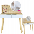 Bukowa toaletka 40x80cm skandynawska dla dziewczynki lustro kosmetyczka2.png