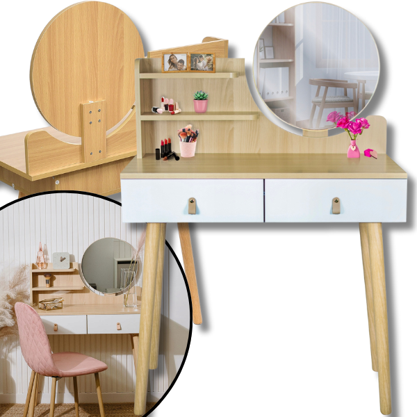 Bukowa kosmetyczka 40x80cm skandynawska dla dziewczynki lustro toaletka00.png