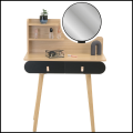 Toaletka bukowa 40x80cm dla dziewczynki z lustrem kosmetyczka czarna szuflada8.png