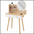 Toaletka bukowa 40x80cm dla dziewczynki z lustrem kosmetyczka biała szuflada3.png