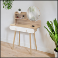 Toaletka bukowa 40x80cm dla dziewczynki z lustrem kosmetyczka biała szuflada7.png