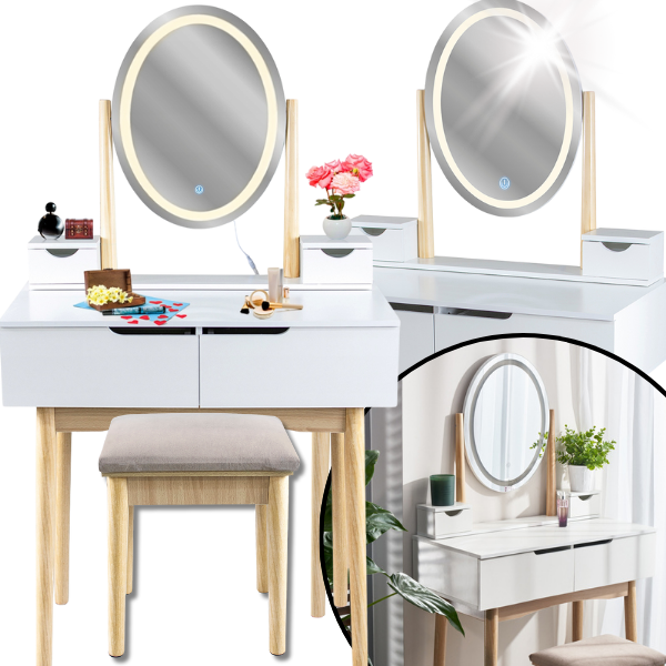 Biała toaletka  80x40cm podświetlane lustro kosmetyczka skandynawska+krzesło.png