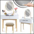 Biała toaletka  80x40cm podświetlane lustro kosmetyczka skandynawska+krzesło4.png